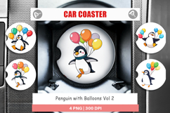 Car Coaster Penguin with Balloons Product Image 1