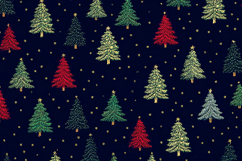 A festive holiday pattern of colorful Christmas trees Product Image 1