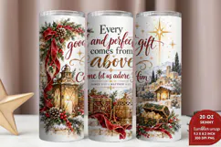 Christian Christmas 20oz Tumbler Wrap, Nativity Watercolor S Product Image 2