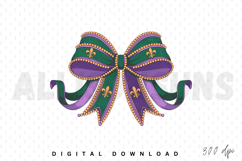 Coquette Mardi Gras Bow Sublimation PNG, Sublimation Bow PNG Product Image 1