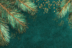 Emerald Pine Corner Frame Background | Gold Tipped Branches Product Image 1