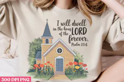 I Will Dwell In The House PNG, Retro Church Sublimation PNG Product Image 2