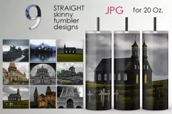 Oil paint Gothic castle | Skinny tumbler Sublimation Designs Product Image 1