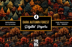 Dark Autumn Forest Digital Paper Product Image 1