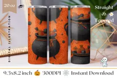 Halloween Cauldron Tumbler, Cute Halloween Tumbler Print Product Image 1