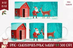 Cartoon Santa Claus Mug Design, Christmas Deer Mug Wrap Product Image 1