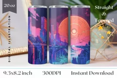 Neon Space Tumbler Wrap, Galaxy Tumbler Sublimation Design Product Image 1