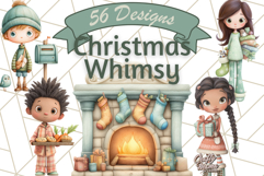Christmas Whimsy Clipart, Holiday Kids PNG Graphics Product Image 1