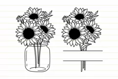 Sunflower Svg, Floral Mason Jar Svg, Sunflower Bouquet Svg Product Image 6
