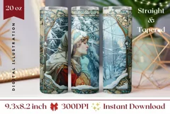 Art Christmas Tumbler Template, Winter Forest Tumbler Design Product Image 1