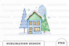 Watercolor Christmas house Sublimation design Product Image 1