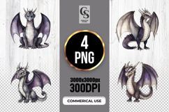 Cute Fantasy Dragon Illustration Clipart Sublimation PNG Product Image 1