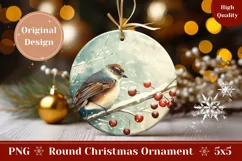 Watercolor Christmas Bird Ornament, Christmas Ornament PNG Product Image 1