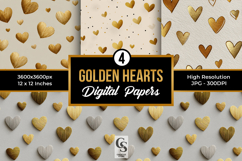 Golden Hearts Digital Paper Pattern Product Image 1
