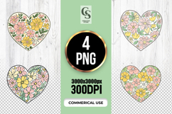 Pastel Floral Heart Illustration Clipart Sublimation PNG Product Image 1