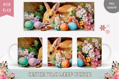 Floral Mug Wrap Design, Easter Bunny Mug Sublimation Product Image 1