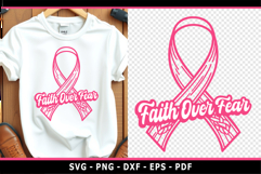 Faith over fear SVG, Breast Cancer Ribbon With Heart SVG Product Image 1