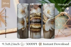 Gold Lips Tumbler Wrap Design, Floral Tumbler Design Product Image 1
