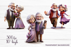 Funny Eldery Couple clipart, Sublimation PNG Product Image 1