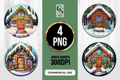 Snow Cabin House Clipart Sublimation PNG Product Image 1