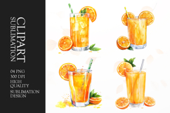 Orange juice and popsicle drinks set watercolor clipart Product Image 1