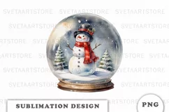 Watercolor Christmas Snow Globe png Product Image 1