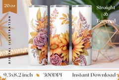Flowers Tumbler Wrap Sublimation, Sunflowers Sublimation Product Image 1