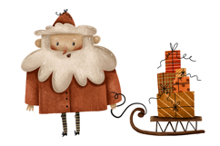 Cartoon Santa Claus with Gifts. Cartoon Snowman Product Image 1