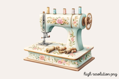 Vintage Antique Sewing Clipart PNG Product Image 1