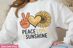 Peace Love Sunshine PNG, Sunflower Quotes Sublimation PNG Product Image 2