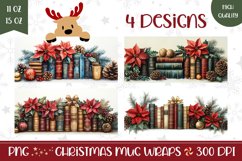 Christmas Books Mug Wrap, Christmas Mug Sublimation PNG Product Image 1