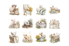 Watercolor Country Pig Clipart Product Image 4