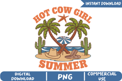 Hot Cow Girl Summer Sublimation, Retro Summer Png Product Image 1