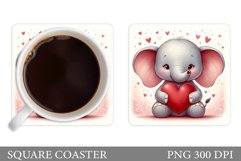 Valentines Elephant Coaster. Cute Elephant Coaster Design Product Image 1