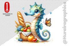 Cute Sea Horse Clipart - PNG File Product Image 1