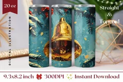 Christmas Bells Tumbler Wrap, Christmas Tumbler Template Product Image 1