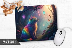Glowing Rainbow Cat Majesty Mouse Pad PNG Design Product Image 1