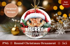 Merry Christmas Round Ornament, Watercolor Winter Ornament Product Image 1