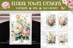 Watercolor Roses Towel Designs, Floral Towel Sublimation Product Image 1