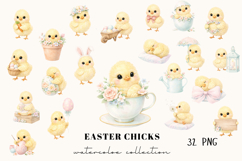 Easter Chicks Watercolor Clipart Set Product Image 1