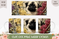 Pekingese Mug Design, Pekingese Dog Mug, Floral Mug Print Product Image 1