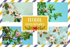 Pink Flowers Background PNG, Floral Background Designs Product Image 1