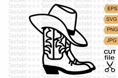 Cowboy boots svg, cowboy hat Rodeo cricut, cowboy silhouette Product Image 1