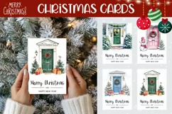 Christmas Greeting Card, Watercolor Christmas Door Card Product Image 1