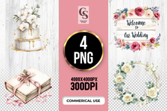 Elegant Wedding Floral Cake Clipart Sublimation PNG Product Image 1