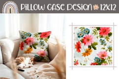 White Pillow Case, Vintage Flowers Pillow Template Product Image 1