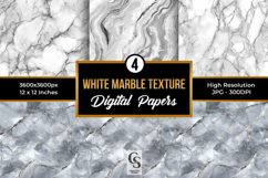 White Marble Texture Digital Paper Product Image 1