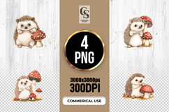 Cute Hedgehog with Mushroom Clipart Sublimation PNG Product Image 1