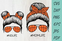 Basketball Mom life Svg, Kid life Svg, Mom Messy Bun Product Image 1