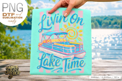 Livin on Lake Time png, Girly Pontoon Boat Design Product Image 1